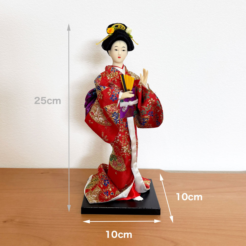 日本人形 赤 扇子