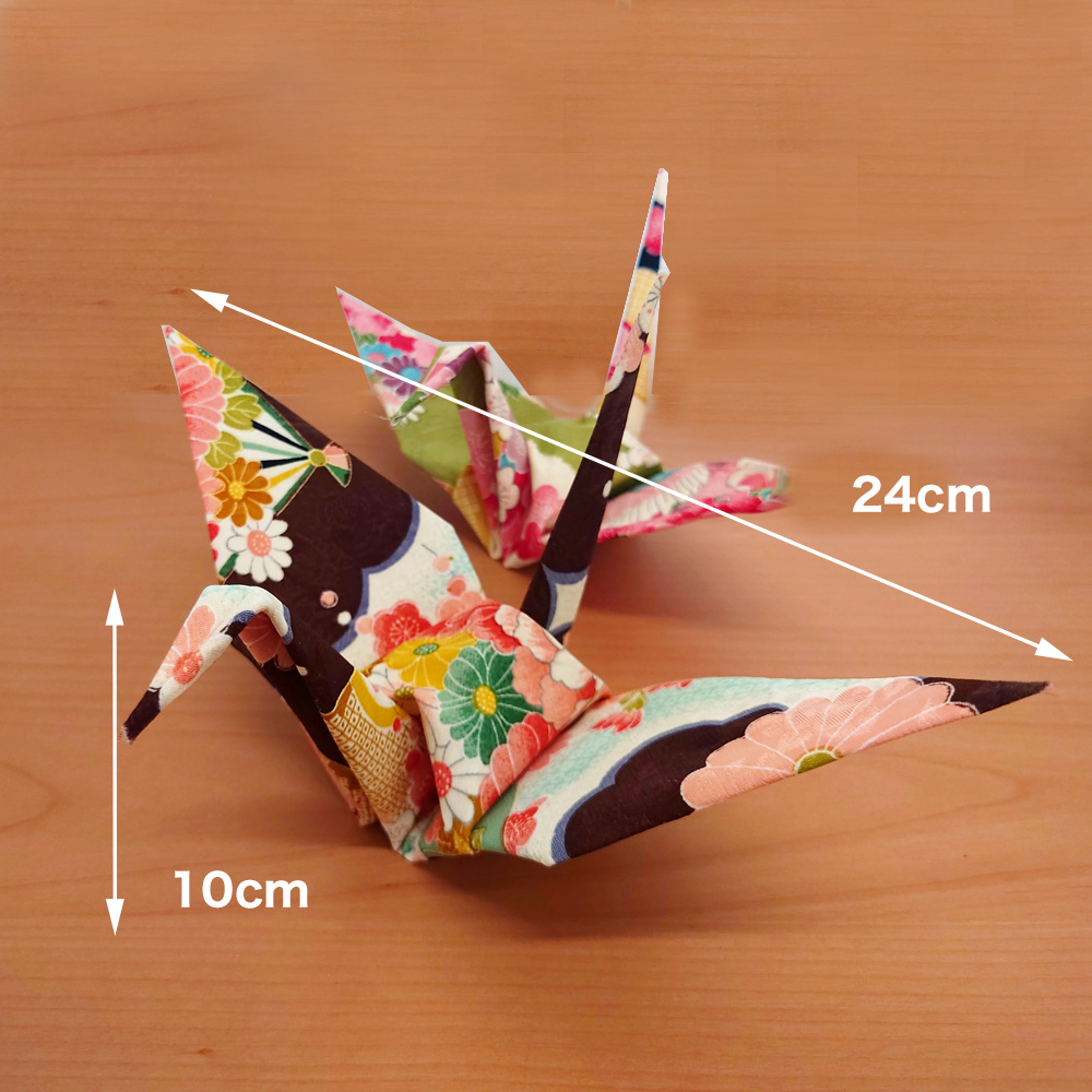 ちりめん細工　折り鶴茶