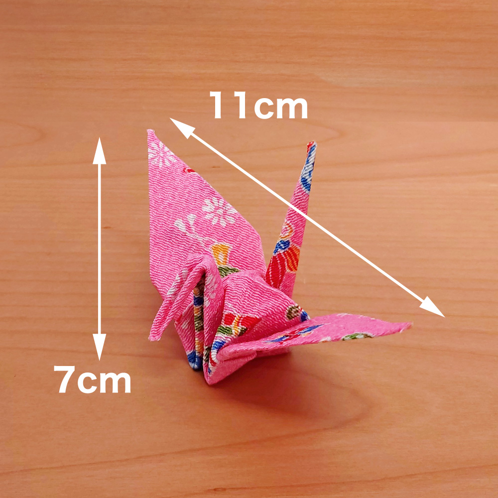 ちりめん細工　折り鶴ピンク